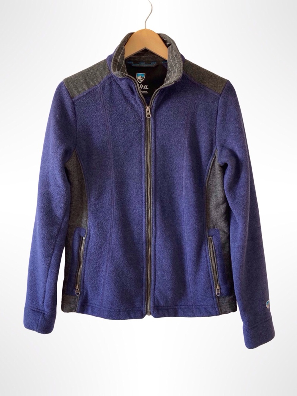 KÜHL Alfpaca Fleece Full Zip Jacket Purple Gray Color Block Size S Outdoor